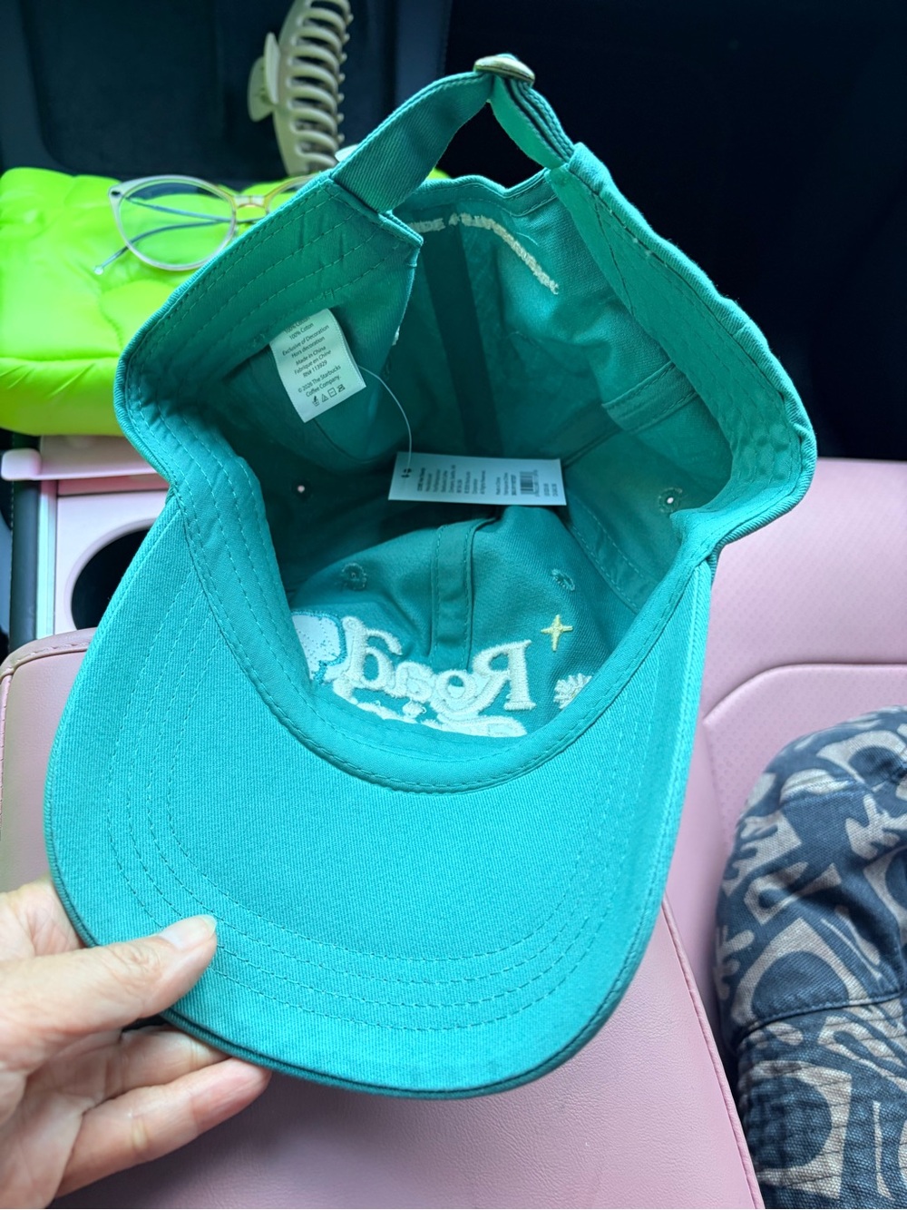 NWT Starbucks Teal 'Road Trip' Embroidered Baseball Cap with Cream Accent - Picture 10 of 10